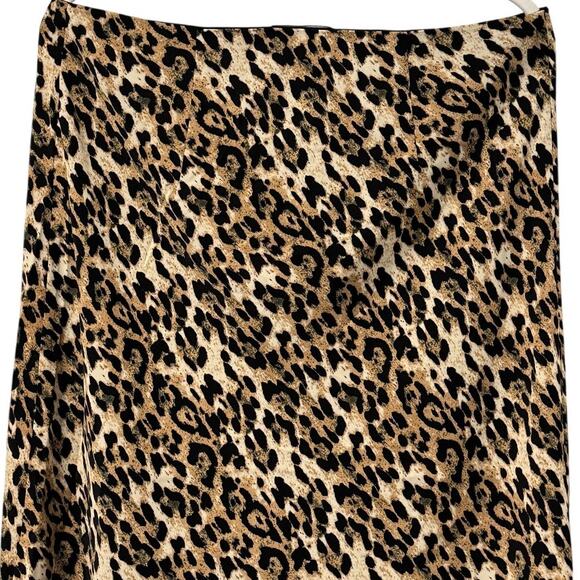 NWT OAT New York Pull On Satin Leopard Print Midi Skirt - Picture 4 of 10